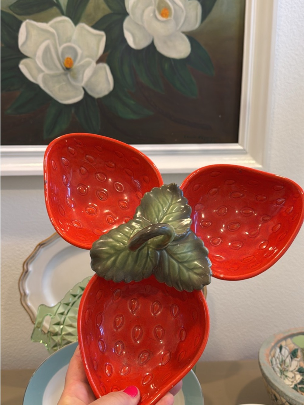 Vintage Fruit Poppytrail Strawberry-Shaped Serving Dish Trio